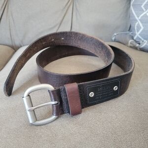 Relic Men's Brown Leather Belt with Silver-Tone Solid Brass Buckle Size 38
